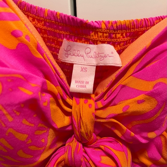 Lilly Pulitzer Silk Charlotte Dress Pop Pink Seaesta Orange Size XS - Picture 5 of 6